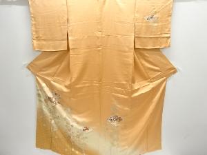 未使用品　仕立て上がり　扇面に草花模様訪問着